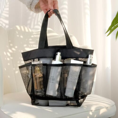 Mesh Shower Caddy Portable for College Dorm Large Bathroom Tote Bag Durable with 8 Pockets New, Size: 18, White